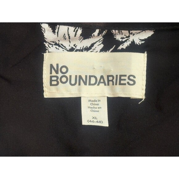 NO BOUNDARIES Men's Short Sleeve Button Down Palm-Tree Shirt Black XL NWT - Picture 6 of 8